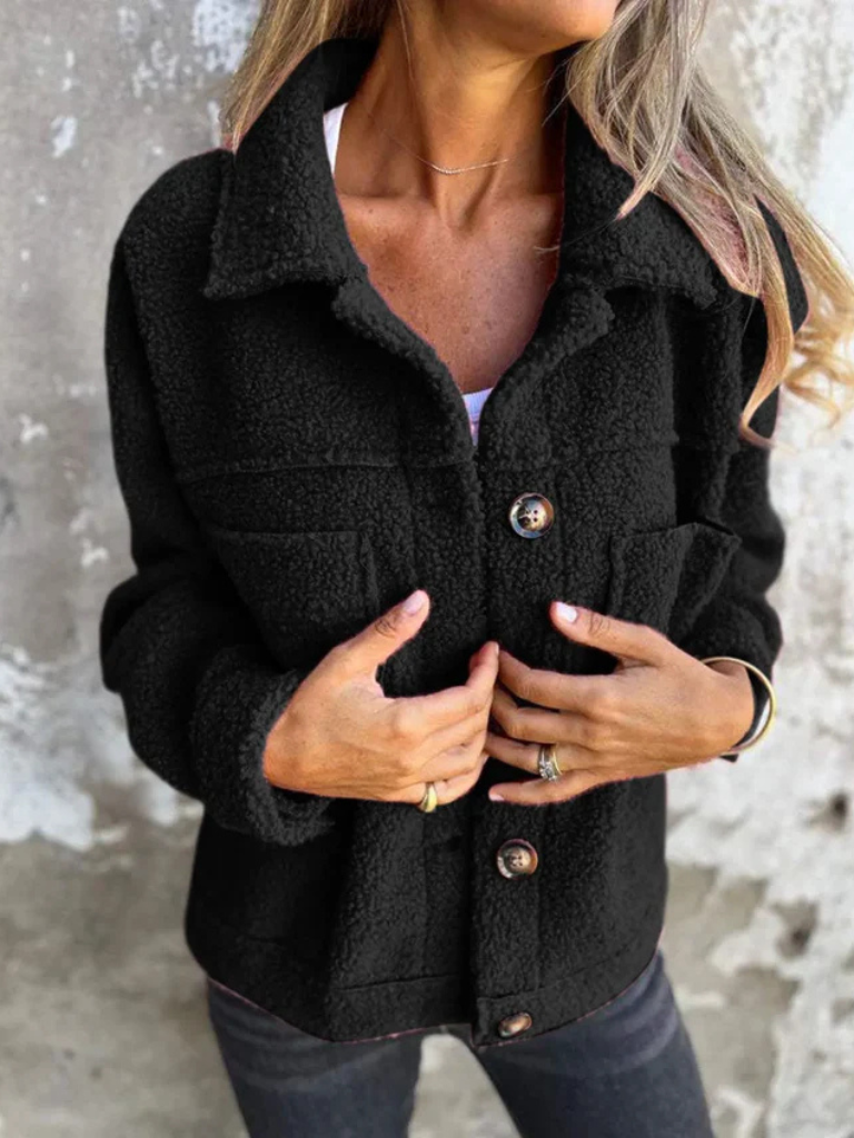 Cozy Sherpa Button Jacket for Women — Soft Relaxed Fit 8