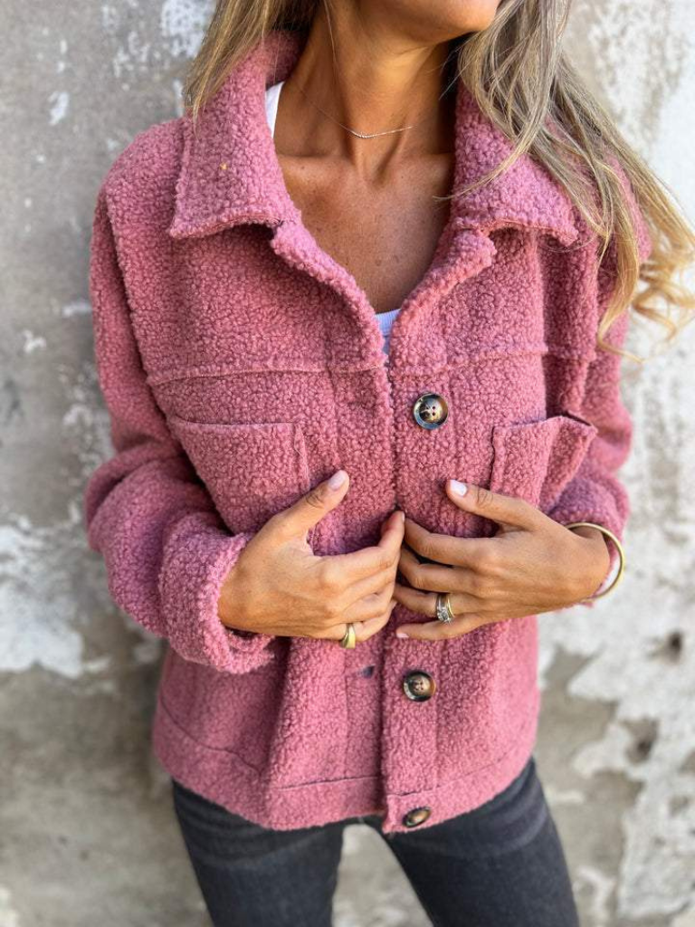Cozy Sherpa Button Jacket for Women — Soft Relaxed Fit 7