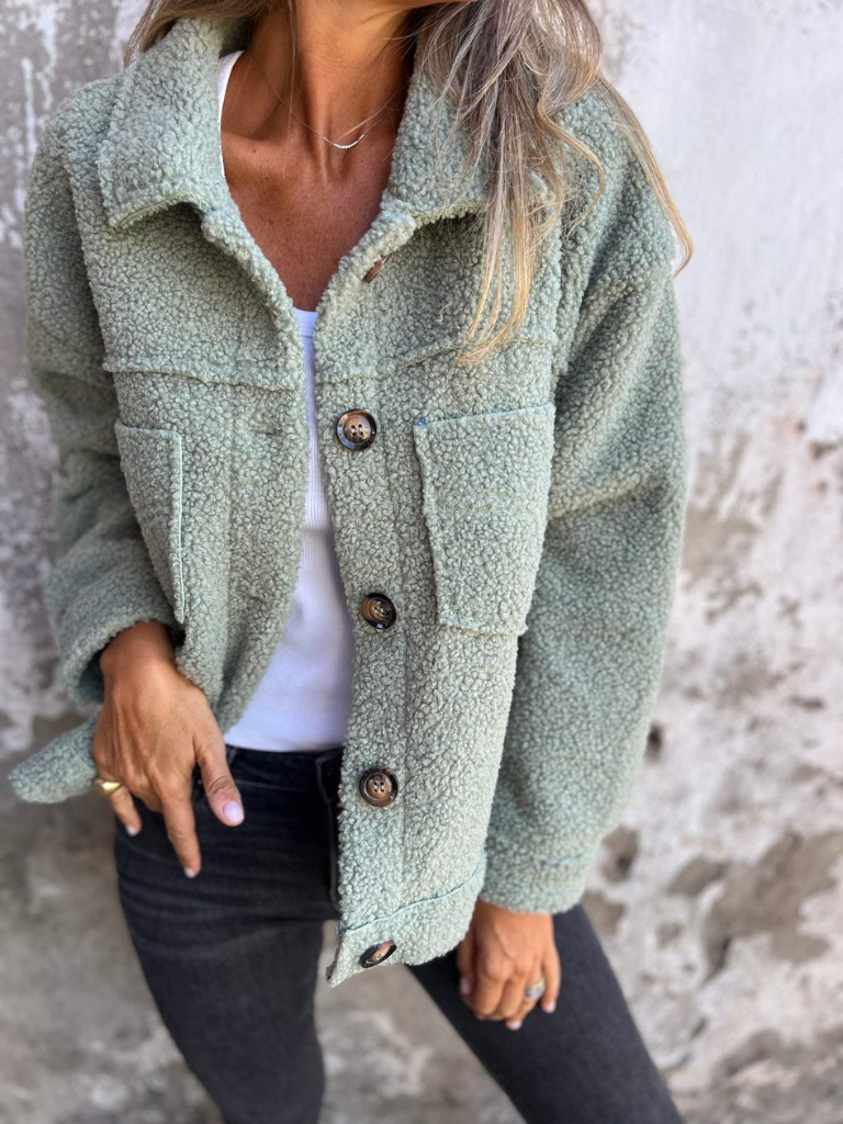 Cozy Sherpa Button Jacket for Women — Soft Relaxed Fit 5