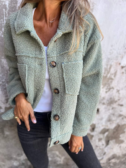 Cozy Sherpa Button Jacket for Women — Soft Relaxed Fit 5