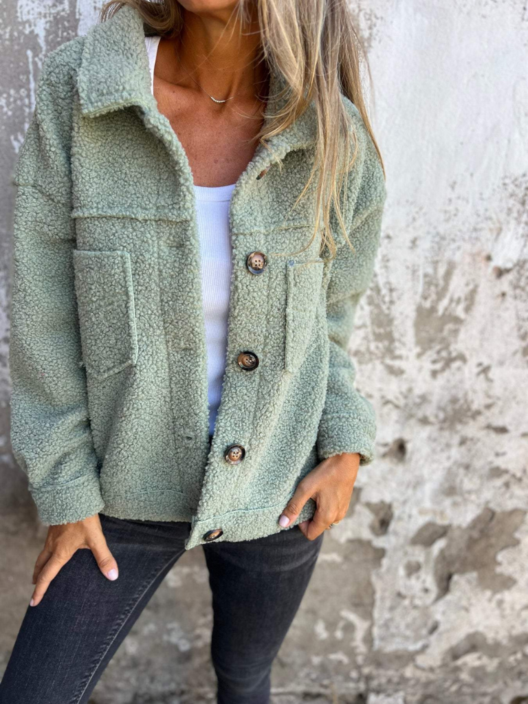 Cozy Sherpa Button Jacket for Women — Soft Relaxed Fit 6