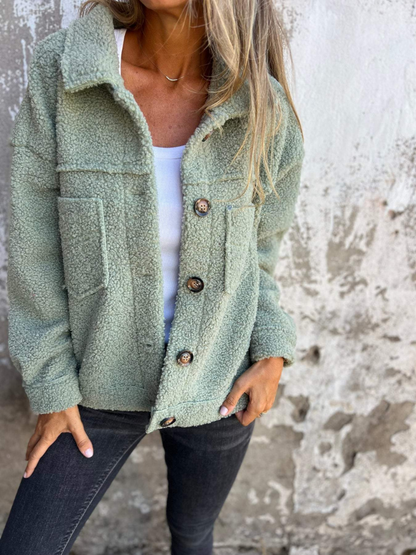 Cozy Sherpa Button Jacket for Women — Soft Relaxed Fit 6