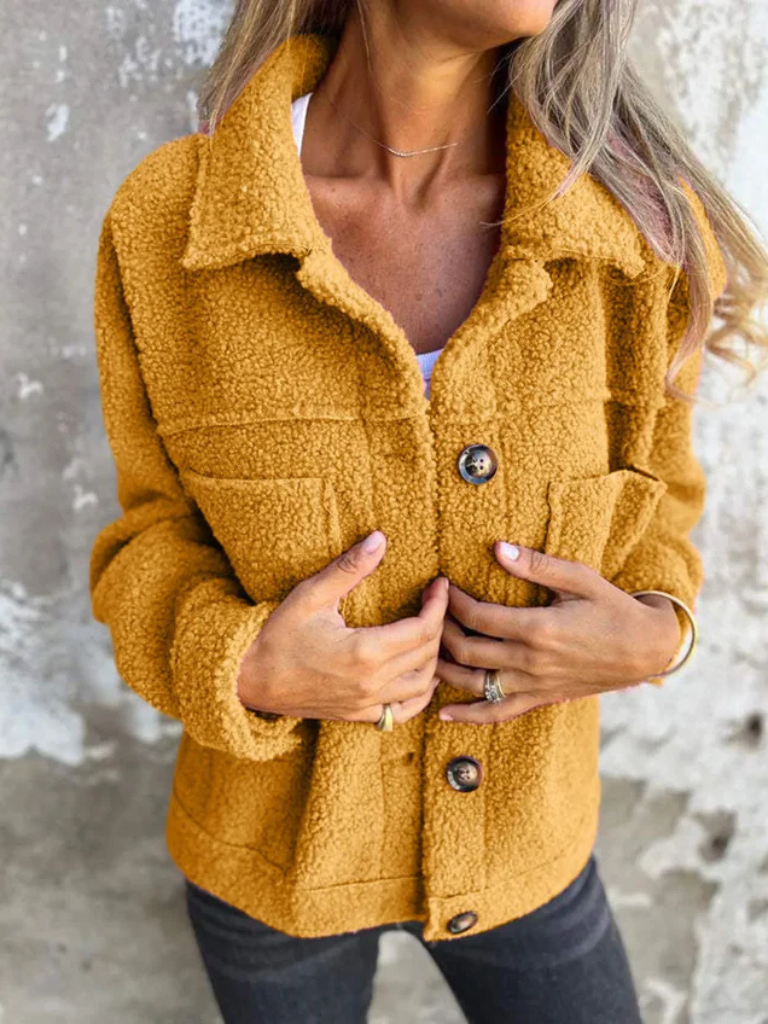 Cozy Sherpa Button Jacket for Women — Soft Relaxed Fit 1