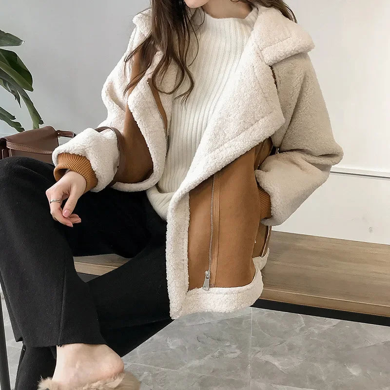Women's Faux Shearling Jacket — Suede-Effect Winter Coat 2