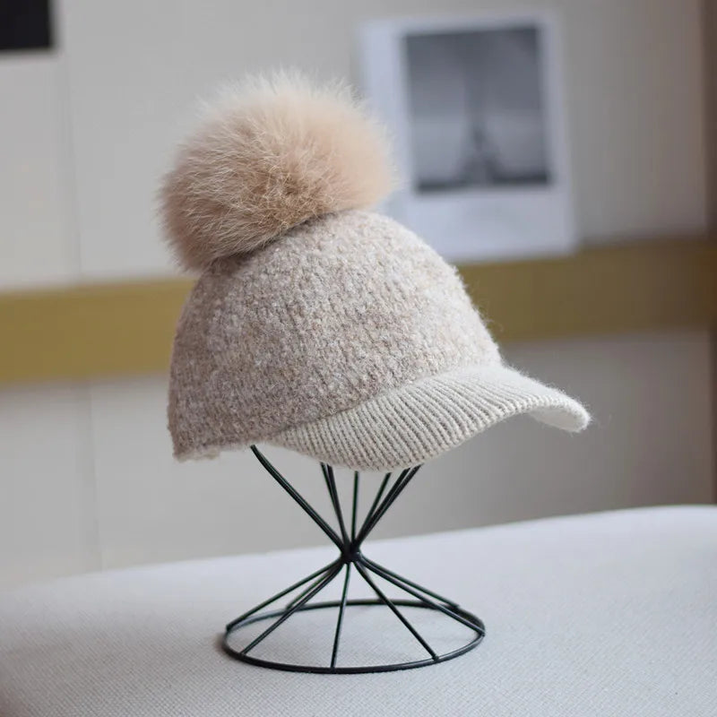 Pom Beanie Hat — Soft Wool Blend with Faux Fur Pom 6