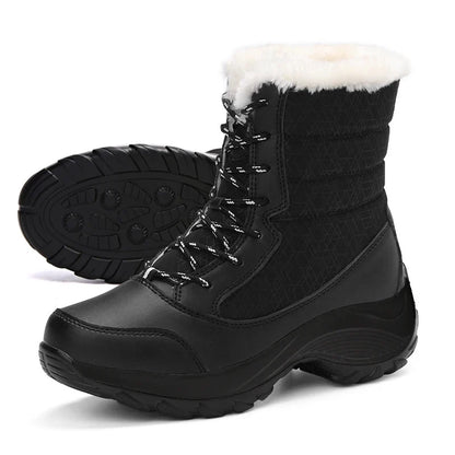 Women's Fur-Lined Platform Snow Boots — Waterproof Wedge 6