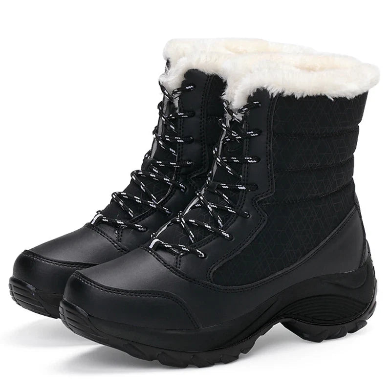 Women's Fur-Lined Platform Snow Boots — Waterproof Wedge 11