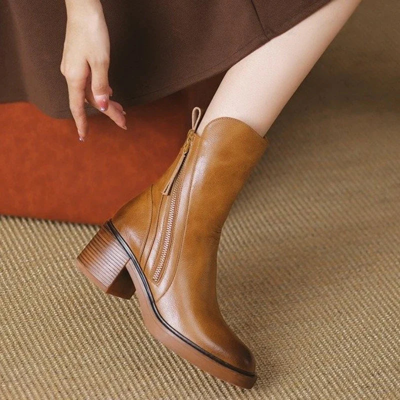 Selene Ankle Boots — Premium Leather High-Heel Zip Boot 5