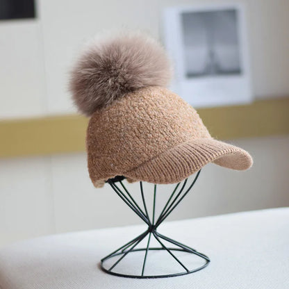 Pom Beanie Hat — Soft Wool Blend with Faux Fur Pom 4
