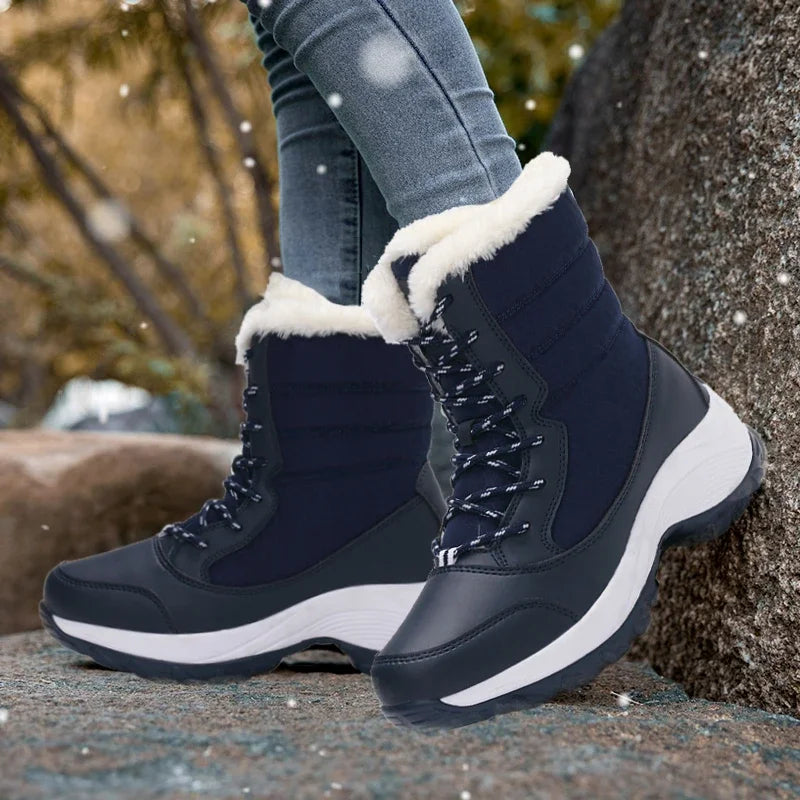Women's Fur-Lined Platform Snow Boots — Waterproof Wedge 4