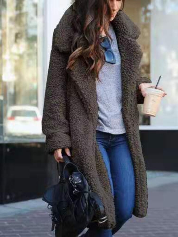 Women's Long Fleece Teddy Coat — Soft, Warm & Stylish 4