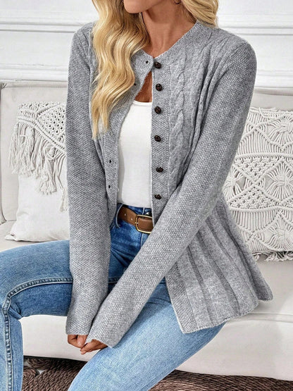 Ribbed Cable Knit Cardigan — Longline Cinched Waist Style 3