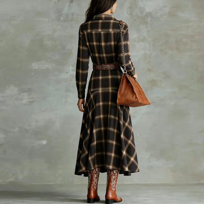 Plaid Shirt Dress — Button Front A-Line Empire Waist 4