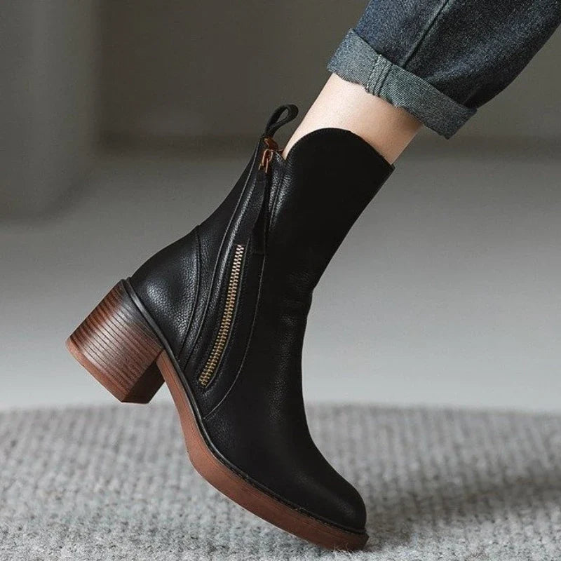 Selene Ankle Boots — Premium Leather High-Heel Zip Boot 6