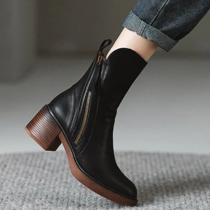 Selene Ankle Boots — Premium Leather High-Heel Zip Boot 6