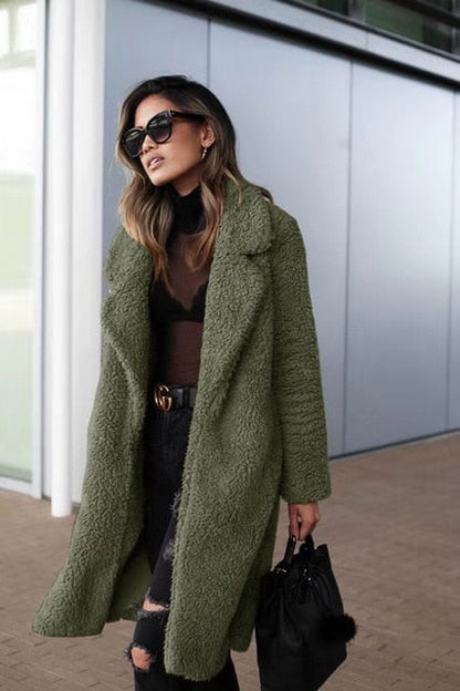 Women's Long Fleece Teddy Coat — Soft, Warm & Stylish 6