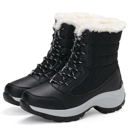Women's Fur-Lined Platform Snow Boots — Waterproof Wedge 7