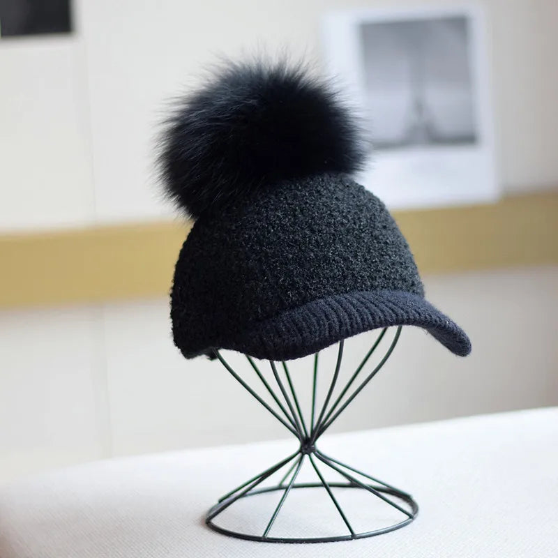 Pom Beanie Hat — Soft Wool Blend with Faux Fur Pom 5