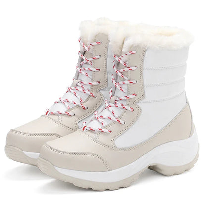 Women's Fur-Lined Platform Snow Boots — Waterproof Wedge 10