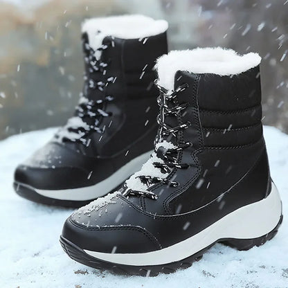 Women's Fur-Lined Platform Snow Boots — Waterproof Wedge 5