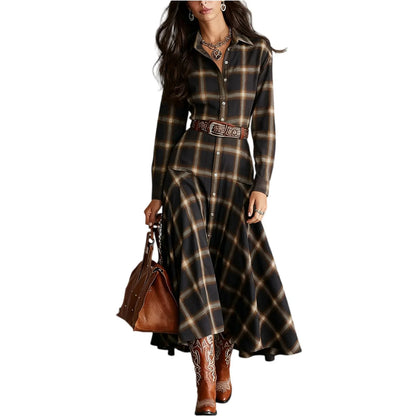 Plaid Shirt Dress — Button Front A-Line Empire Waist 3