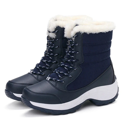 Women's Fur-Lined Platform Snow Boots — Waterproof Wedge 8