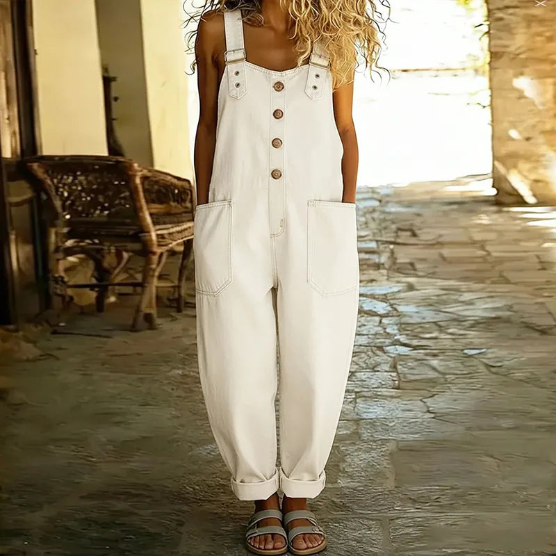 Vintage Soft Cotton Denim-Look Overalls — Adjustable Straps 3
