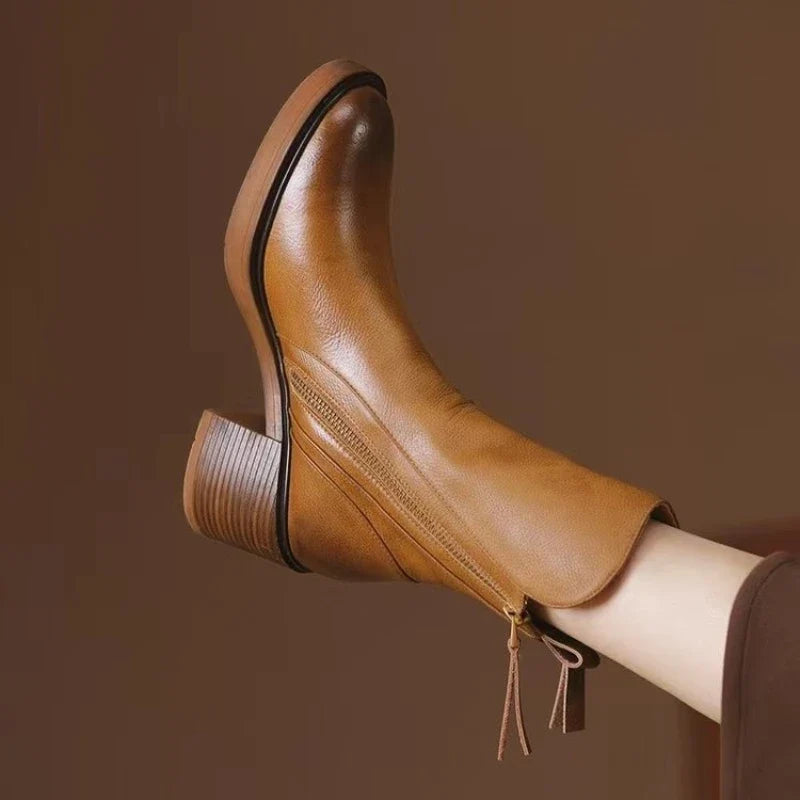 Selene Ankle Boots — Premium Leather High-Heel Zip Boot 1