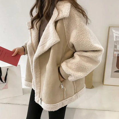 Women's Faux Shearling Jacket — Suede-Effect Winter Coat 3