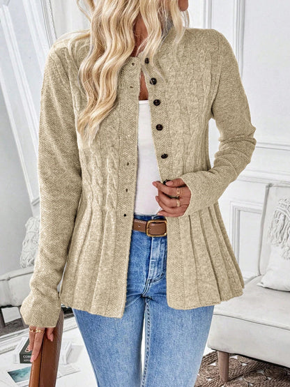 Ribbed Cable Knit Cardigan — Longline Cinched Waist Style 5