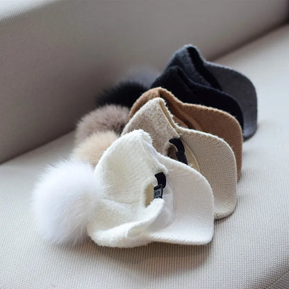 Pom Beanie Hat — Soft Wool Blend with Faux Fur Pom 3