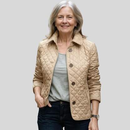Women's Quilted Lapel Collar Jacket — Lightweight Winter Coat 4
