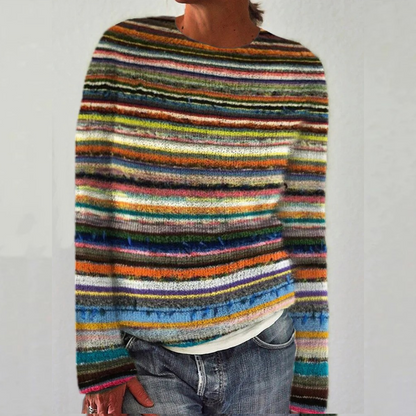 Fair Isle Oversized Knit Sweater — Crew Neck Women's Style 8