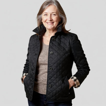 Women's Quilted Lapel Collar Jacket — Lightweight Winter Coat 3