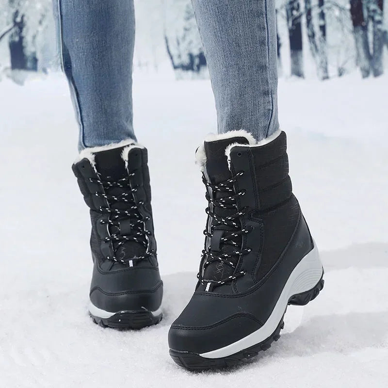 Women's Fur-Lined Platform Snow Boots — Waterproof Wedge 2