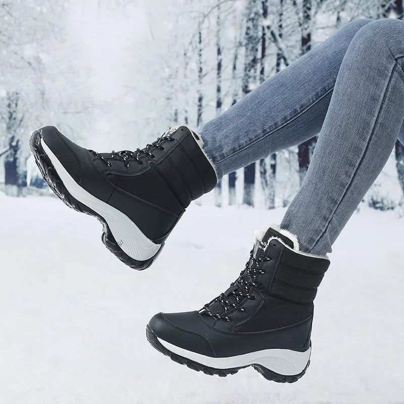 Women's Fur-Lined Platform Snow Boots — Waterproof Wedge 3
