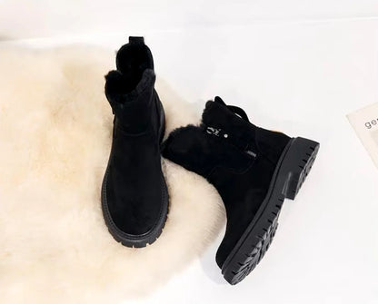 Women's Faux Fur Lined Ankle Boots — Chunky Sole Winter 5