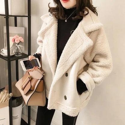 Women's Faux Shearling Jacket — Suede-Effect Winter Coat 4