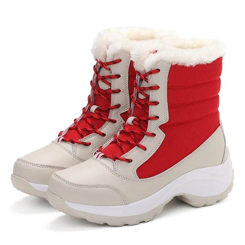 Women's Fur-Lined Platform Snow Boots — Waterproof Wedge 9