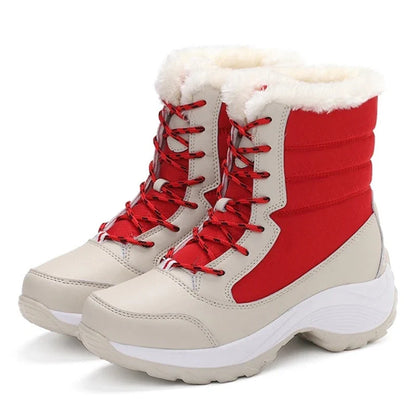 Women's Fur-Lined Platform Snow Boots — Waterproof Wedge 9