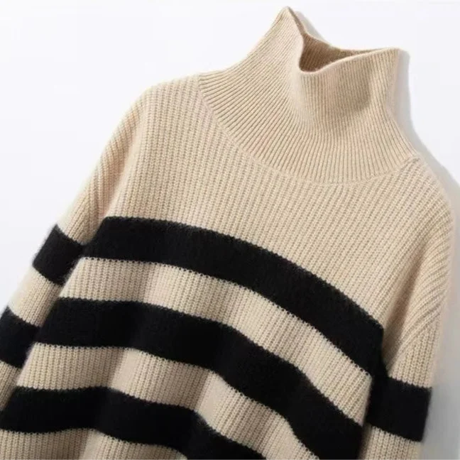 Chunky Knit Turtleneck Sweater — Relaxed Fit Long Sleeve 13
