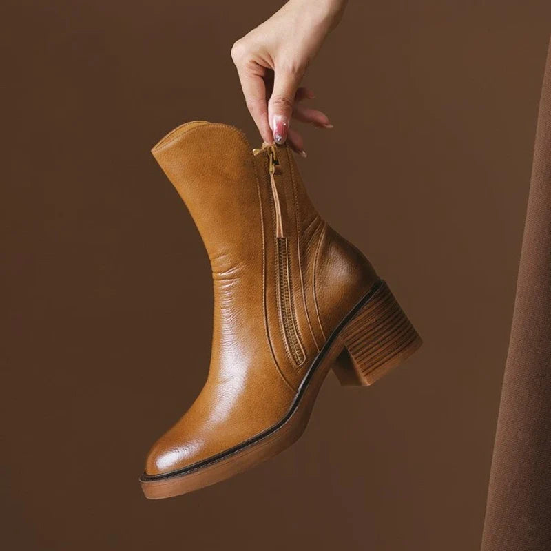 Selene Ankle Boots — Premium Leather High-Heel Zip Boot 2
