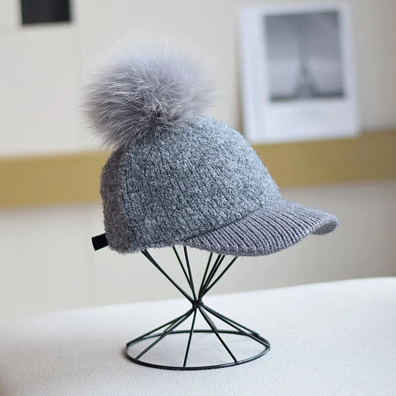 Pom Beanie Hat — Soft Wool Blend with Faux Fur Pom 7