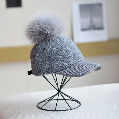 Pom Beanie Hat — Soft Wool Blend with Faux Fur Pom 7