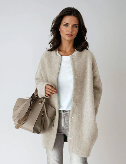 Wool Blend Button Closure Cardigan – Relaxed Fit Women 1