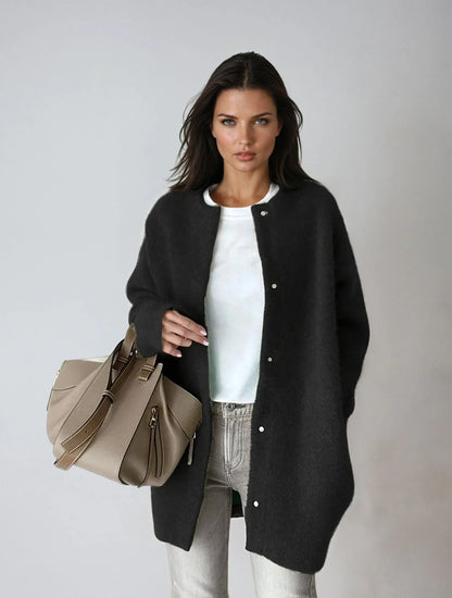 Wool Blend Button Closure Cardigan – Relaxed Fit Women 5