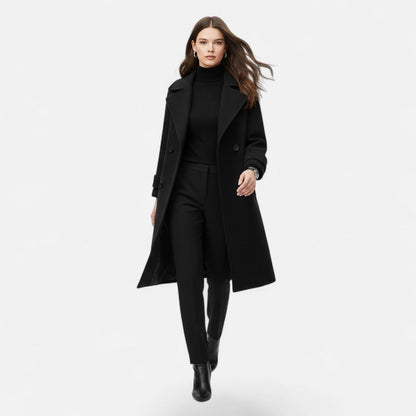 Women's Double-Breasted Cashmere-Blend Slim Coat 2