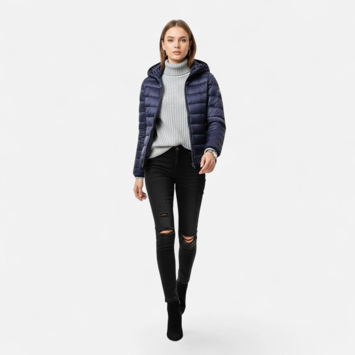 Women's Lightweight Down-Filled Plus Size Hooded Coat 5