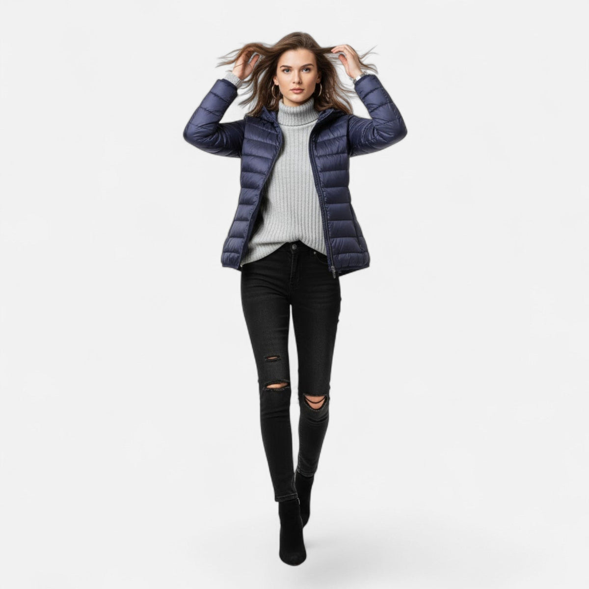Women's Lightweight Down-Filled Plus Size Hooded Coat 6
