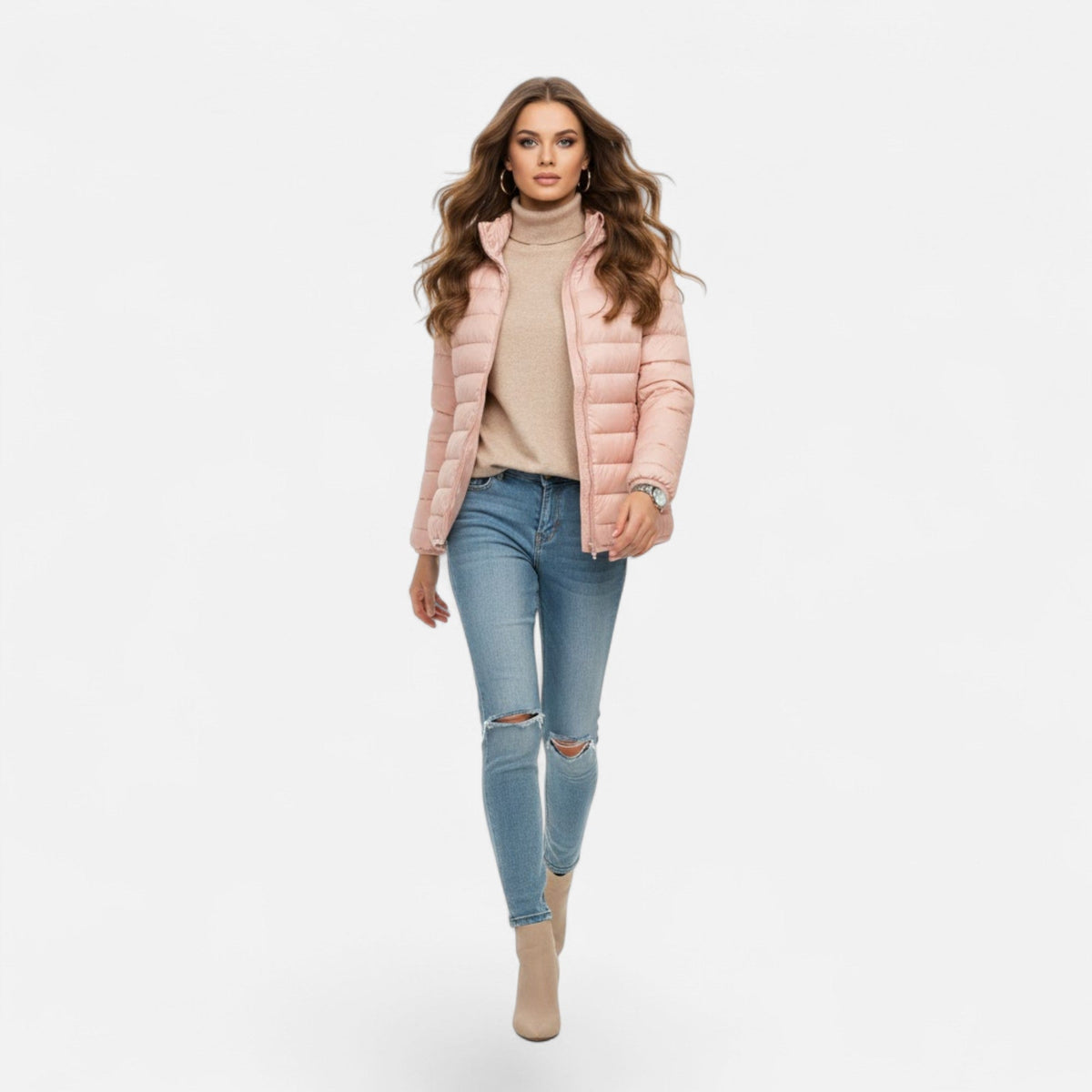 Women's Lightweight Down-Filled Plus Size Hooded Coat 2